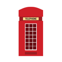 Icono redondo de cabina telefónica inglesa